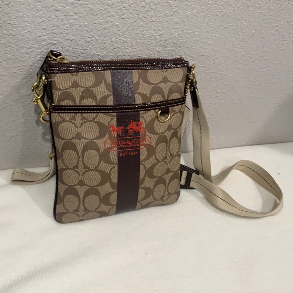 Coach Heritage Leather Trim Cross Body Bag🐴